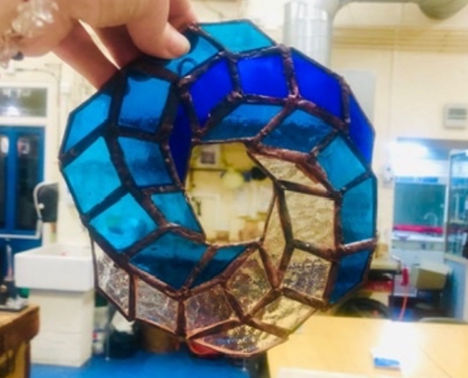 Blue Spiral Mobius – Copper Foil Stained Glass