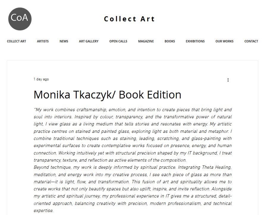 A Published Feature | Monika Tkaczyk in Collect Art, Volume 15 (2026